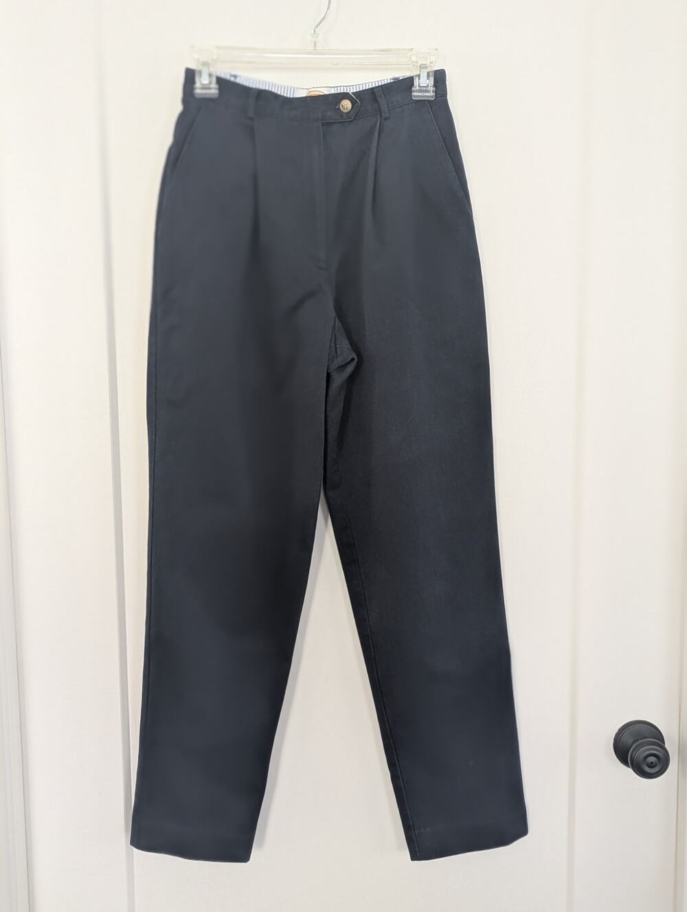 Talbots Womens Navy Blue Pleated Dress Pants High Rise Chino Trousers size 4